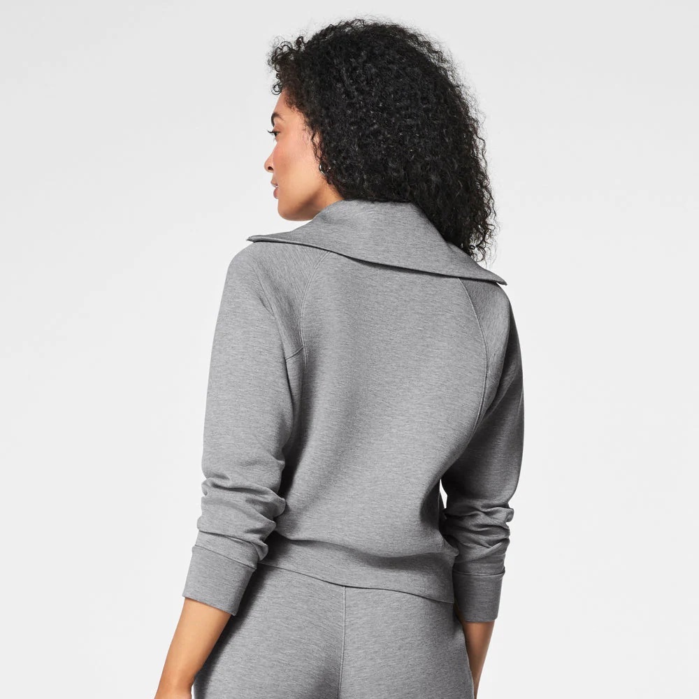 NWT Spanx AirEssentials Half Zip Sweatshirt Grey Heather - Picture 2 of 5